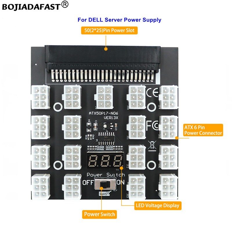 17 * PCI-E 6Pin Connector Brea - 2400W Server Psu Breakout Board 评论和价格